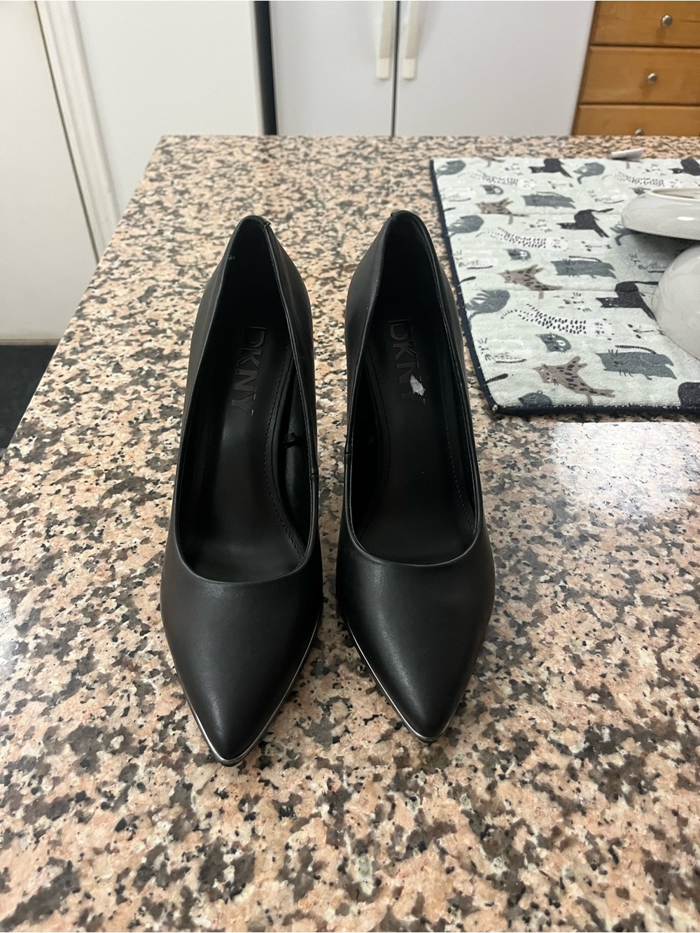 DKNY Black Pointed Leather High Heels